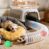 Ferret Toys with 3 Balls Inclueded Collapsible Tunnel Tube Accessories for Ferrets, Guinea Pigs, Hamsters, Expandable Interactive Toys Supplies for Small Pets