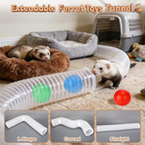 Ferret Toys with 3 Balls Inclueded Collapsible Tunnel Tube Accessories for Ferrets, Guinea Pigs, Hamsters, Expandable Interactive Toys Supplies for Small Pets
